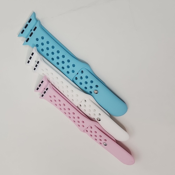 COPY - 22 mm lug Apple Watch Compatible 3 band latex snap band set for MEN, NWT - Picture 7 of 15